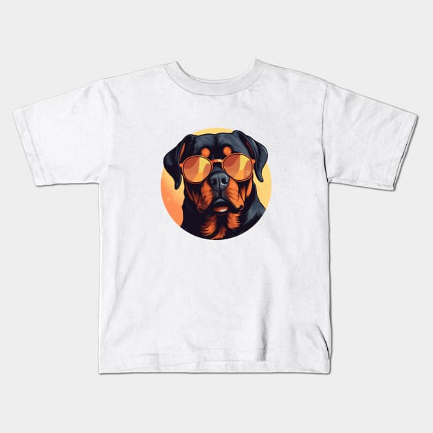 Cool Rottweiler Wearing Sunglasses Kids T-Shirt by Artifyio